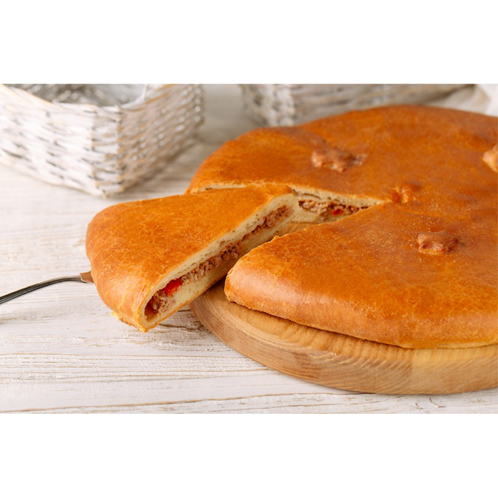Пирог осетинский с мясом, томатами и сладким перцем Пирог осетинский с мясом, томатами и сладким перцем