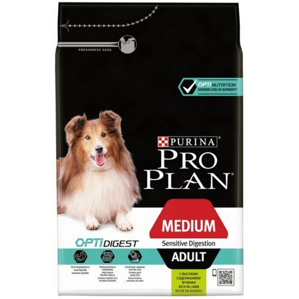 Purina Pro Plan Adult Medium Сухой корм Про План для собак средних пород с ягненком, 3 кг Purina Pro Plan Adult Medium Сухой корм Про План для собак средних пород с ягненком, 3 кг