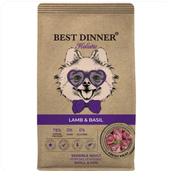 Best Dinner Holistic Сухой корм для собак гипоаллергенный с ягненком и базиликом 1.5кг Best Dinner Holistic Сухой корм для собак гипоаллергенный с ягненком и базиликом 1.5кг