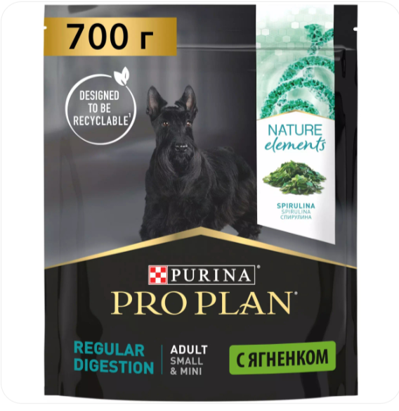 Purina Pro Plan Nature Elements Adult Small Mini Сухой корм Про План Натуральный Элемент для собак мелких пород Спирулина+Ягненок, 700г Purina Pro Plan Nature Elements Adult Small Mini Сухой корм Про План Натуральный Элемент для собак мелких пород Спирулина+Ягненок, 700г