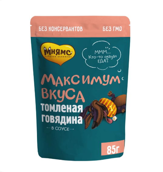 Мнямс влажный корм для собак томленая говядина в соусе Максимум вкуса 85г Мнямс влажный корм для собак томленая говядина в соусе Максимум вкуса 85г