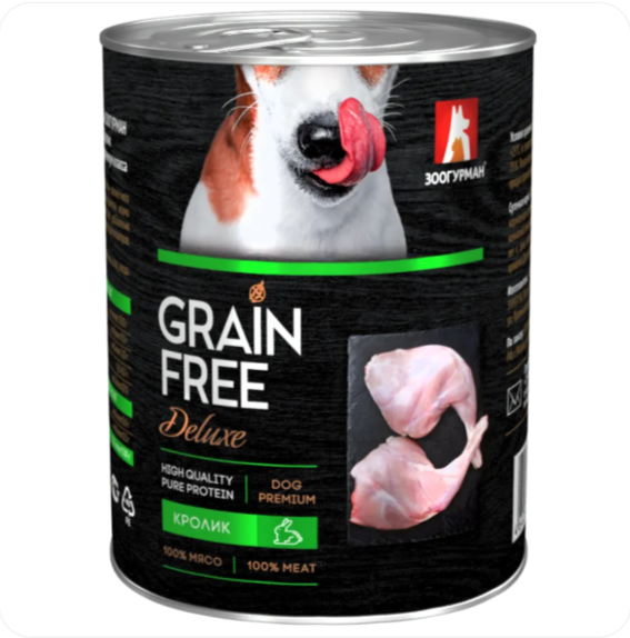 Зоогурман Grain Free Консервы беззерновые для взрослых собак с кроликом, 350 г. Зоогурман Grain Free Консервы беззерновые для взрослых собак с кроликом, 350 г.