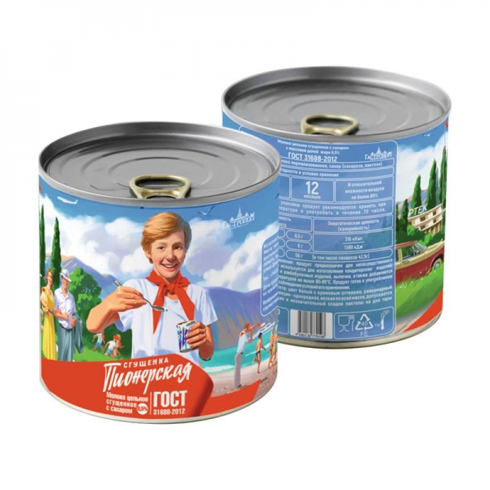 Молоко цельное сгущённое с сахаром "Сгущёнка Пионерская", 380 г, 8,5% Молоко цельное сгущённое с сахаром "Сгущёнка Пионерская", 380 г, 8,5%