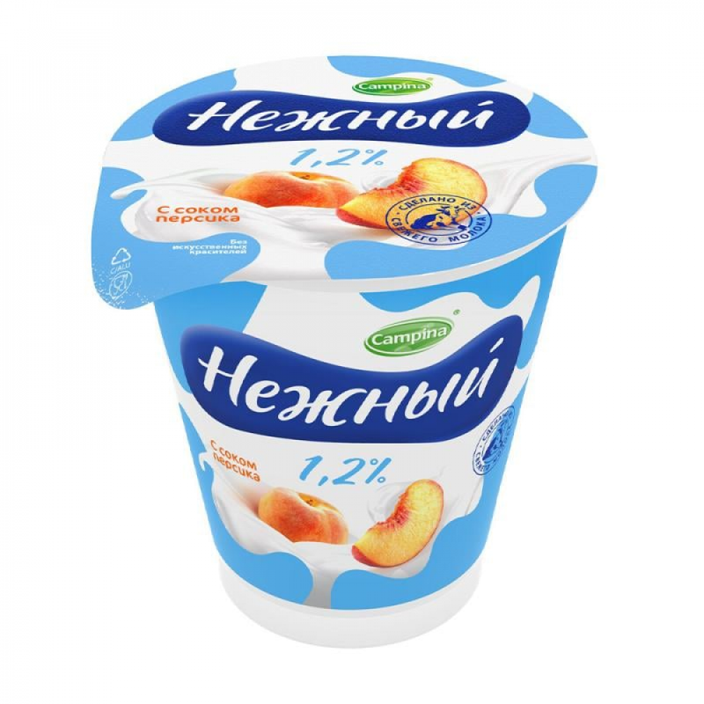 Йогуртный продукт, НЕЖНЫЙ, с соком персика, 1,2 %, 320 г Йогуртный продукт, НЕЖНЫЙ, с соком персика, 1,2 %, 320 г