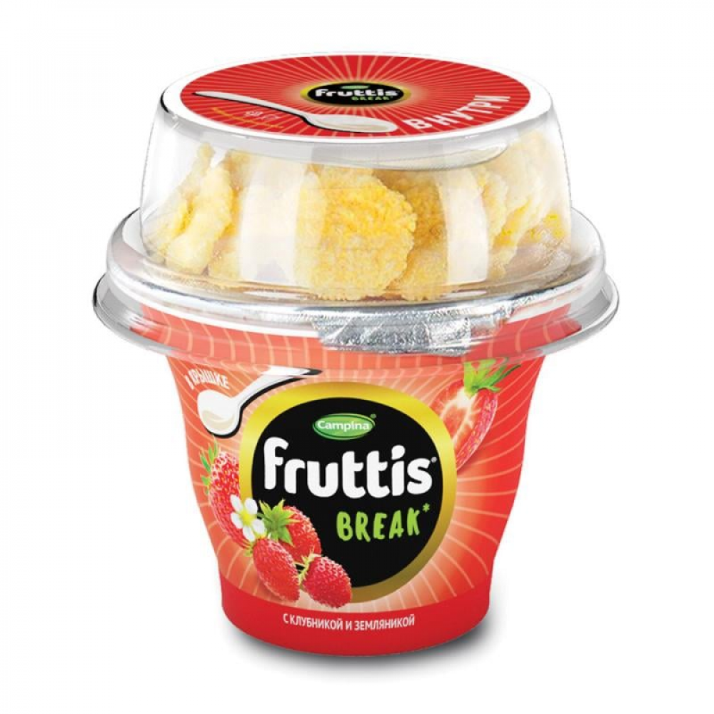 Йогуртный продукт "Fruttis Break", Ehrmann, клубника/земляника, 2,5%, 175 г Йогуртный продукт "Fruttis Break", Ehrmann, клубника/земляника, 2,5%, 175 г