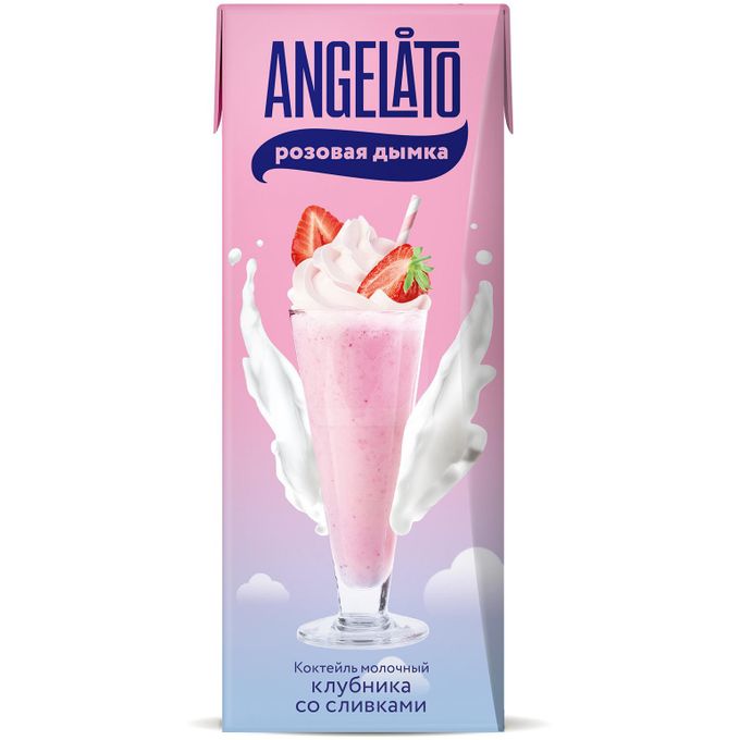 Молочный коктейль Angelato Клубника со сливками 2% 200г Молочный коктейль Angelato Клубника со сливками 2% 200г
