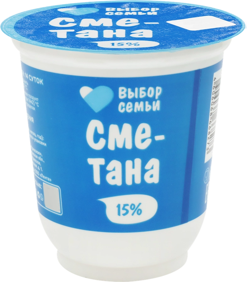 Сметана ВЫБОР СЕМЬИ 15%, без змж, 300г Сметана ВЫБОР СЕМЬИ 15%, без змж, 300г