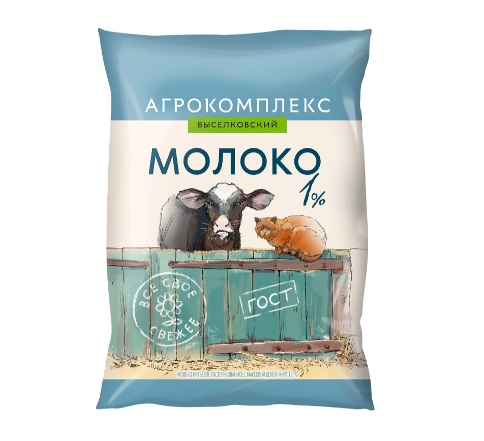 Молоко 0.9 л Агрокомплекс 1% п/эт соц. Молоко 0.9 л Агрокомплекс 1% п/эт соц.
