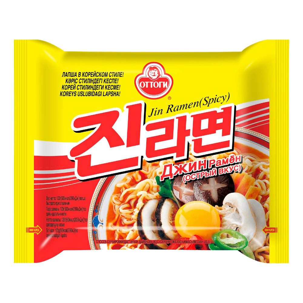 Лапша Оттоги Джин рамен Ottogi Jin Ramen Hot (острая) 120гр Лапша Оттоги Джин рамен Ottogi Jin Ramen Hot (острая) 120гр