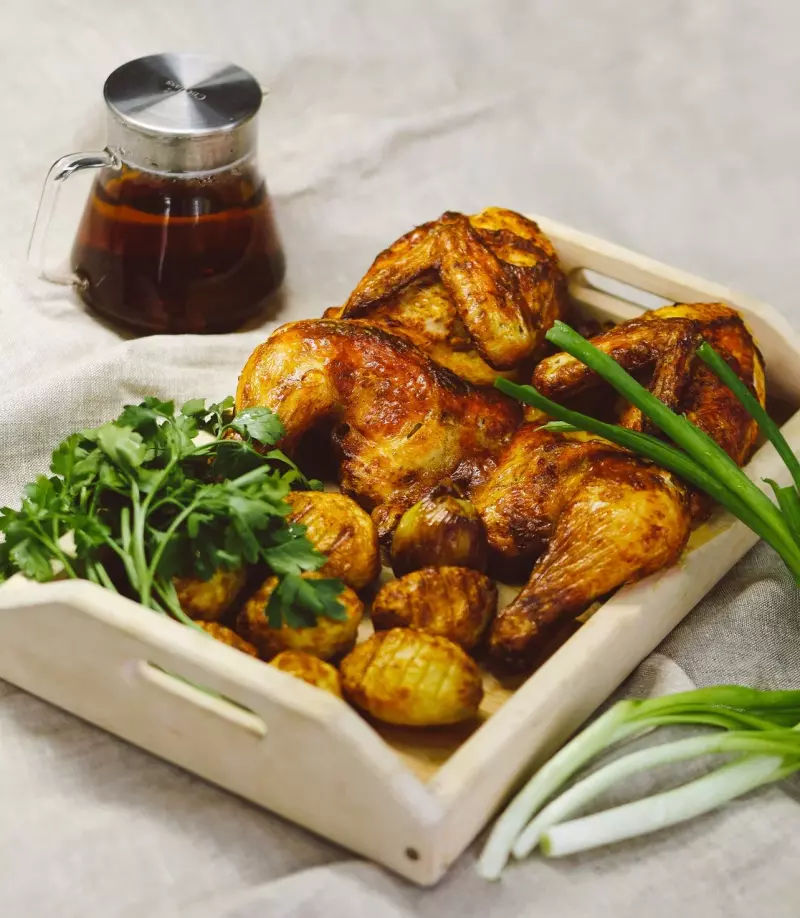 Курица с картошкой в печи Курица с картошкой в печи