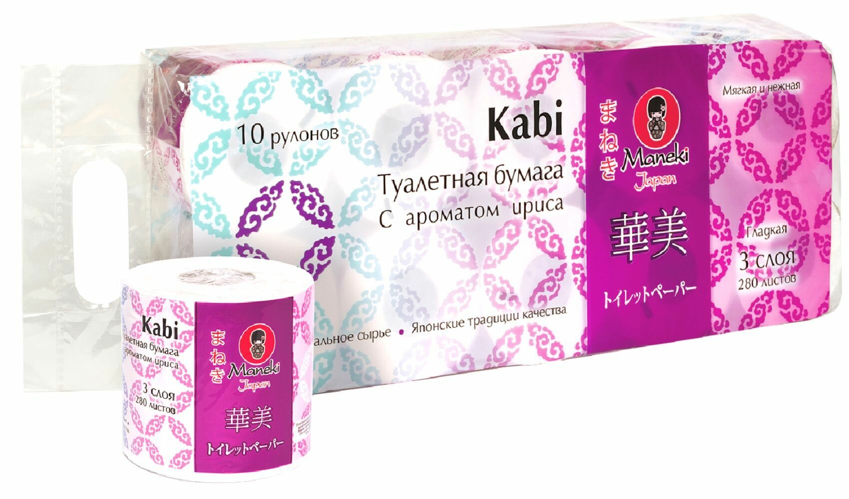 Бумага туалетная Maneki Kabi (фиолет) Бумага туалетная Maneki Kabi (фиолет)