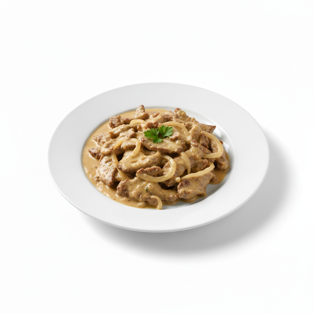 Печень по-строгановски Печень по-строгановски