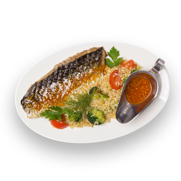 Филе скумбрии на гриле с горчичным соусом, 250 гр
