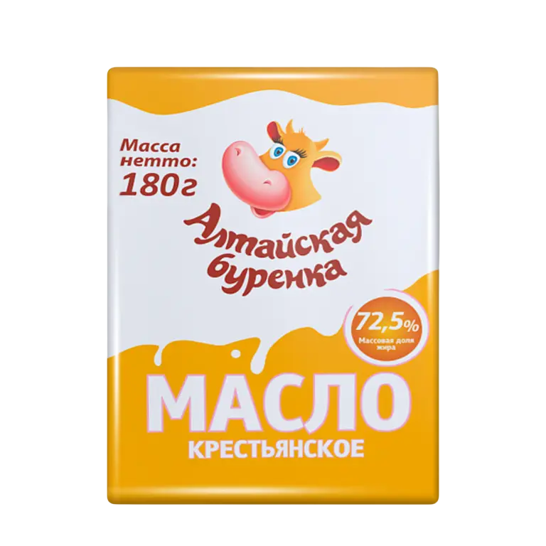 Масло слив. Крестьянское сладко-слив. 72,5% (Алтайская буренка), 180 гр