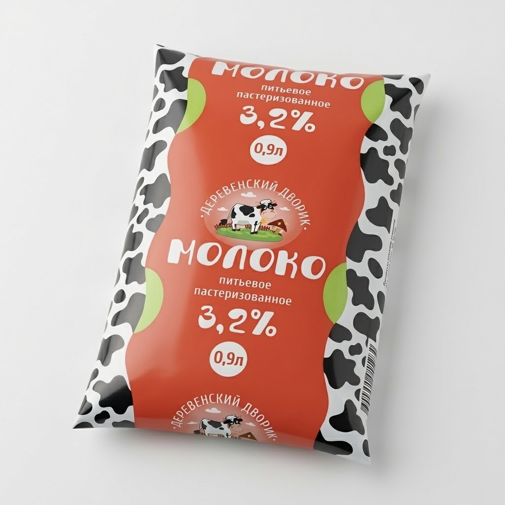 Молоко "Деревенский дворик" 3,2%, 0,9 л Молоко "Деревенский дворик" 3,2%, 0,9 л