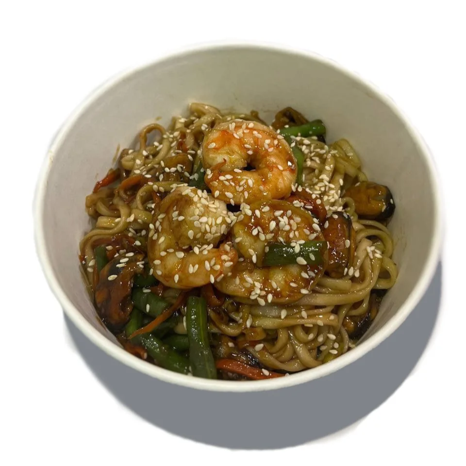 Удон с креветками в соусе в «Сладкий Чили»