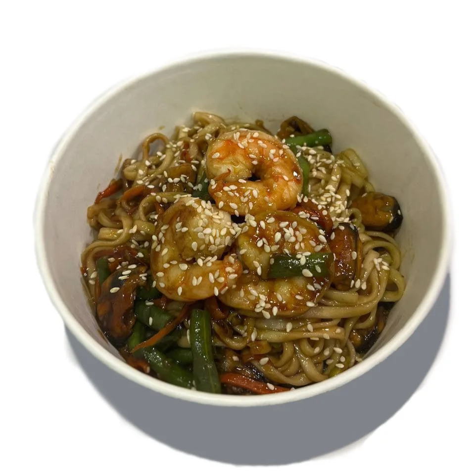 Удон с креветкой и мидиями в соусе «Терияки»