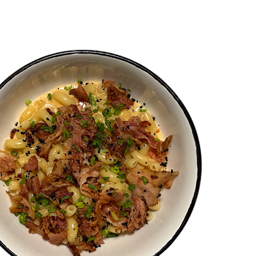 Макароны сырные с беконом