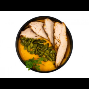 Сырный крем-суп со стружкой из копченой курицы