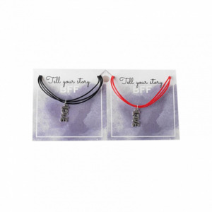 Браслеты неразлучники Accessories Love Цвет Чёрно-Красный L=17 см