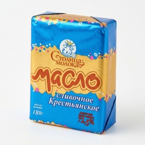 Масло сливочное «Крестьянское» Столица молока 72,5 %, 180г
