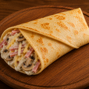 Блин с ветчиной, сыром и грибами