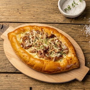 Хачапури по-аджарски с реберным мясом и томатами, 350г